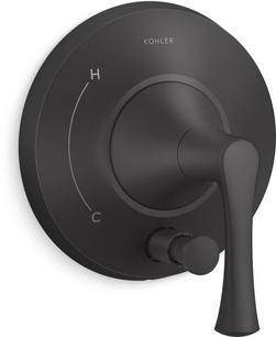 Rite-Temp&reg; Single Handle Diverter Valve Trim in Matte Black