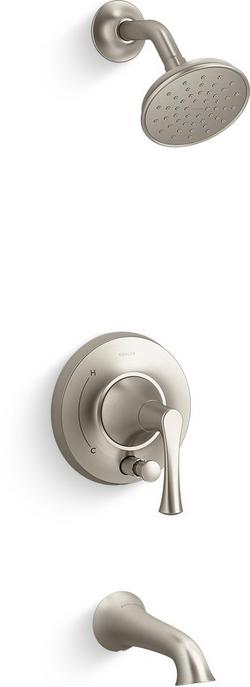 Rite-Temp&reg; Single Handle Bathtub & Shower Faucet with Push-Button Diverter in Vibrant&reg; Brushed Nickel (Trim Only)