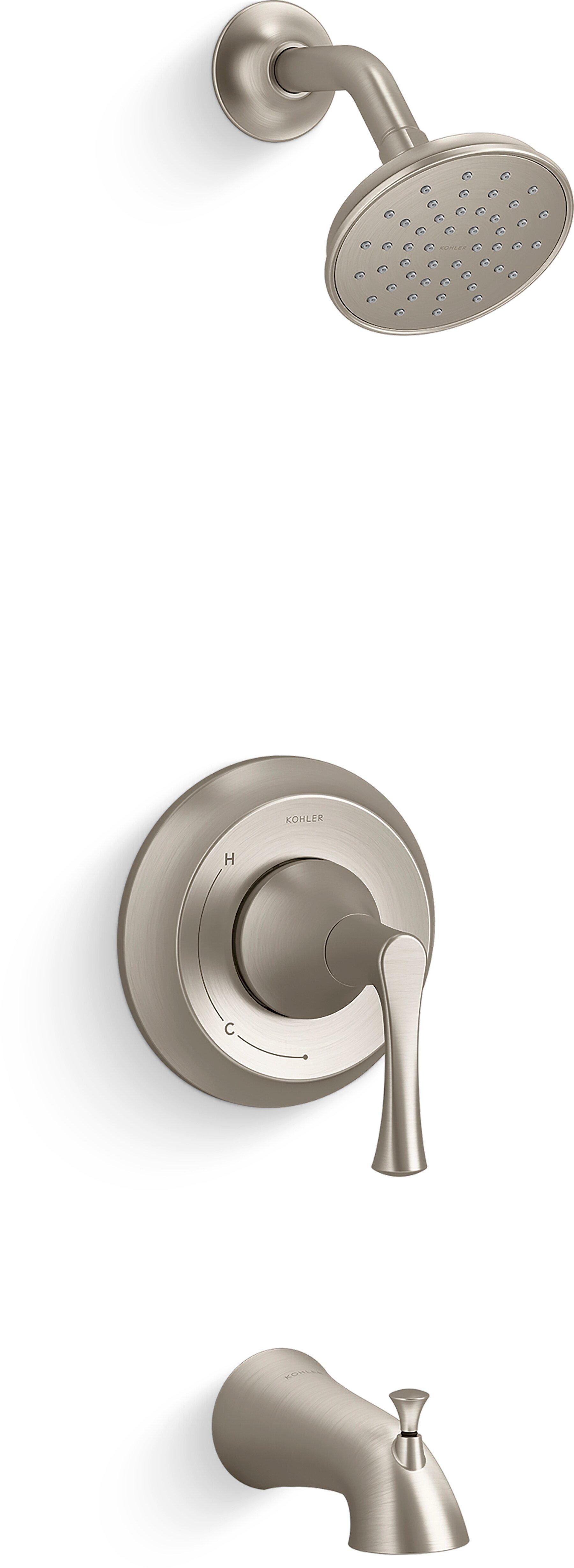 KOHLER Vibrant Brushed Nickel Single Handle Bathtub & Shower Faucet Trim Kit 