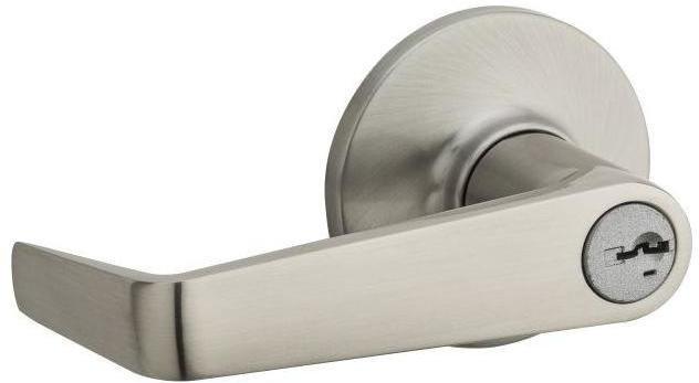 Single Cylinder Door Lever in Satin Nickel 