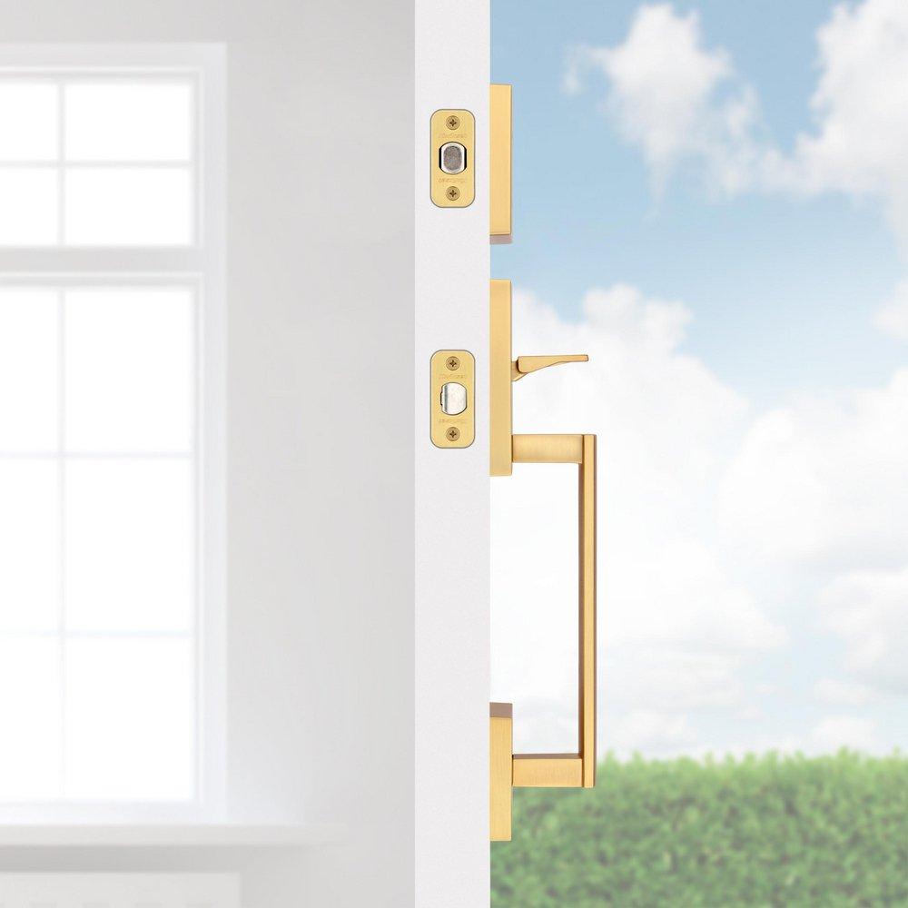 Single Cylinder Low Profile Exterior Only Handleset with SmartKey Security in Satin Brass 