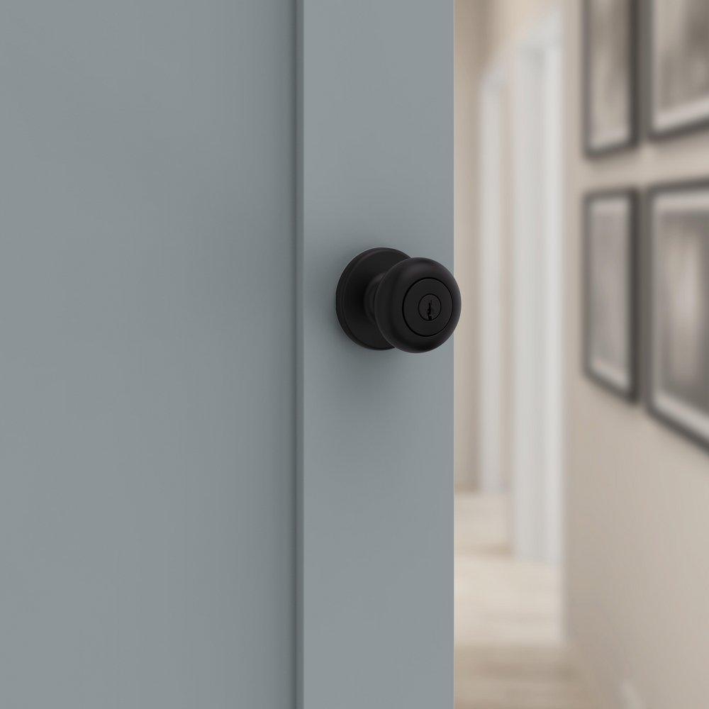 Keyed Entry Knob with SmartKey Security in Matte Black 