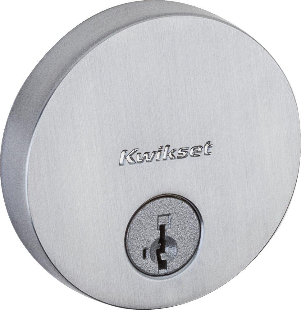 258 Uptown Round Keyed One Side Low Profile Deadbolt with SmartKey Security in Satin Chrome 