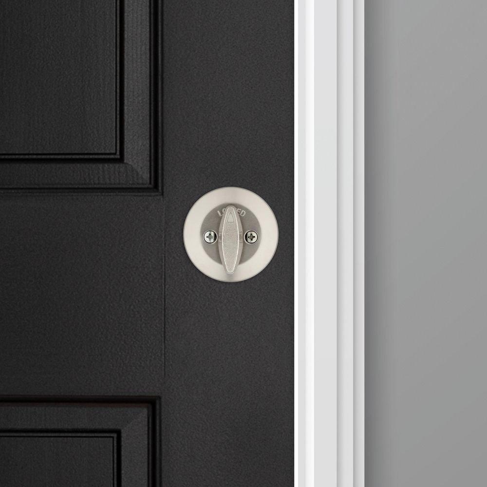 Deadbolt Keyed One Side with SmartKey Security in Satin Nickel 