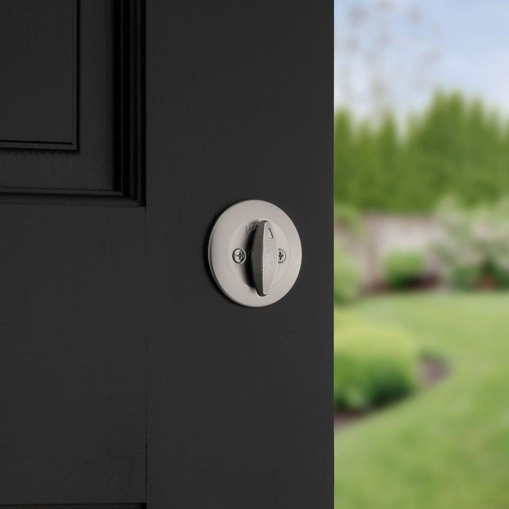 Deadbolt Keyed One Side with SmartKey Security in Satin Nickel 