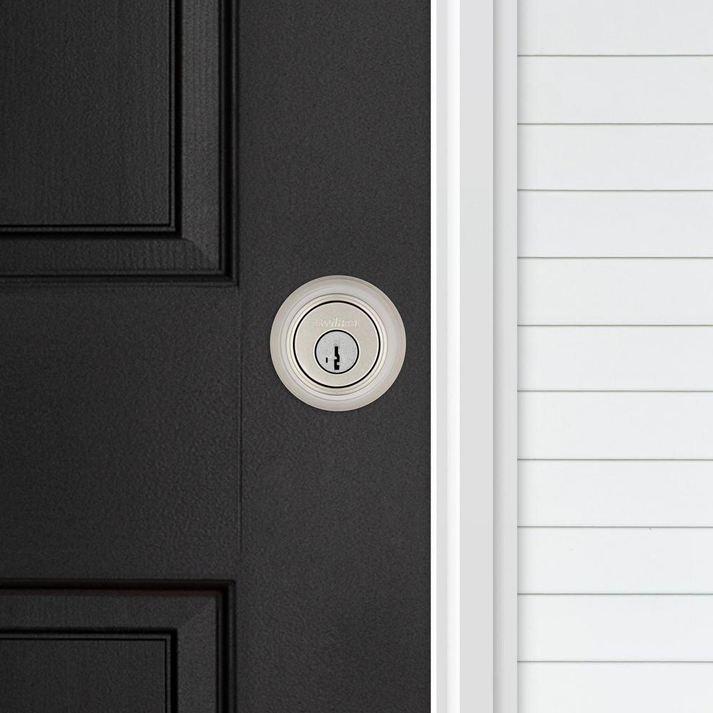 Deadbolt Keyed One Side with SmartKey Security in Satin Nickel 