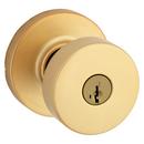 Round Keyed Entry Knob with SmartKey Security in Satin Brass 