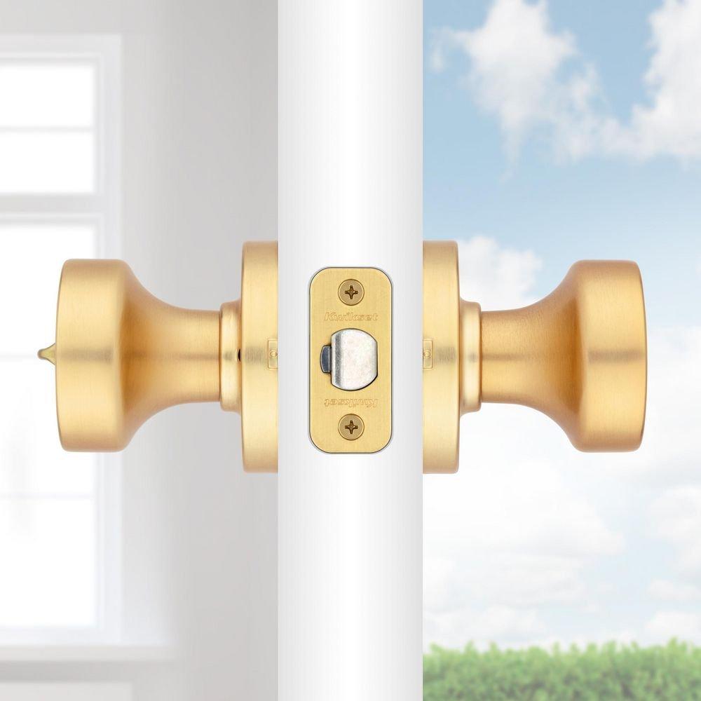 Round Keyed Entry Knob with SmartKey Security in Satin Brass 