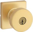 Square Keyed Entry Knob with SmartKey Security in Satin Brass 
