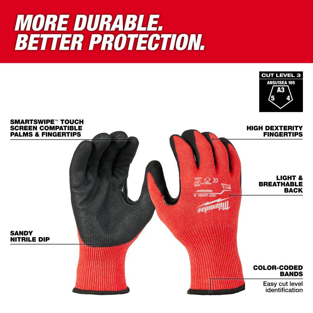 Cut Level 3 Nitrile Dipped Gloves (Extra-Large) 