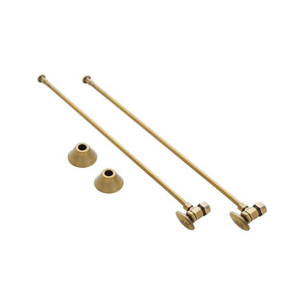 BATHROOM SUPPLY KIT WITH 5/8 OD X 3/8 OD ANGLE STOP - AGED BRASS 