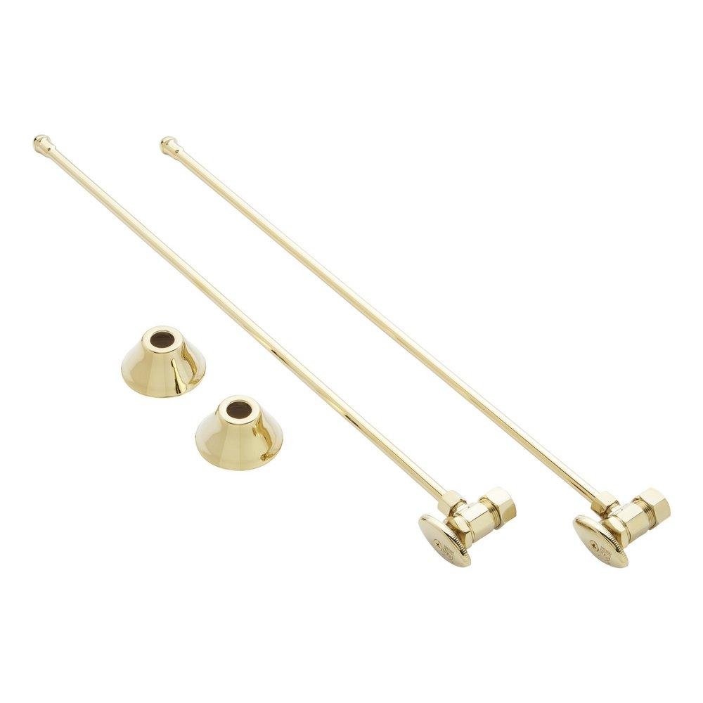 BATHROOM SUPPLY KIT WITH 5/8 OD X 3/8 OD ANGLE STOP - POLISHED BRASS 