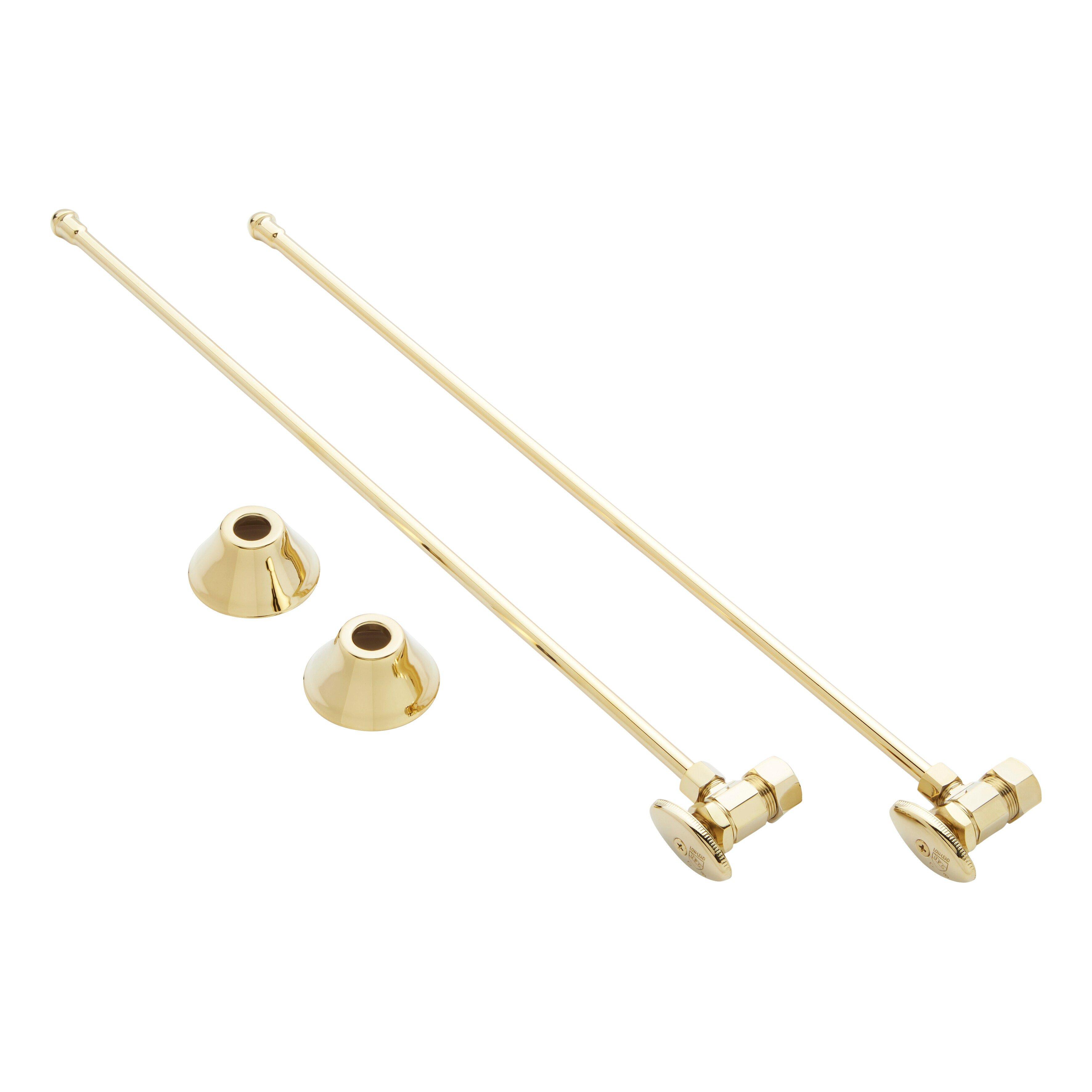Signature Hardware Polished Brass 5/8 x 3/8 Angle Stop Bathroom Supply Kit 