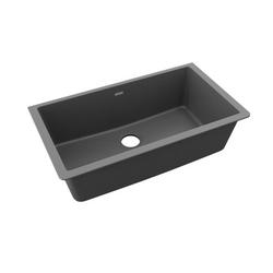 33 in. Undermount Quartz Single Bowl Kitchen Sink in Graphite