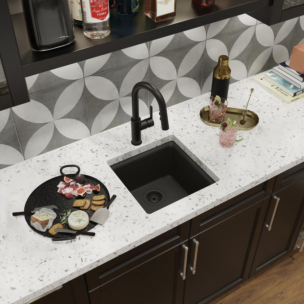 Elkay Obsidian 15-3/4 x 15-3/4 in. Dual Mount Quartz Bar Sink 