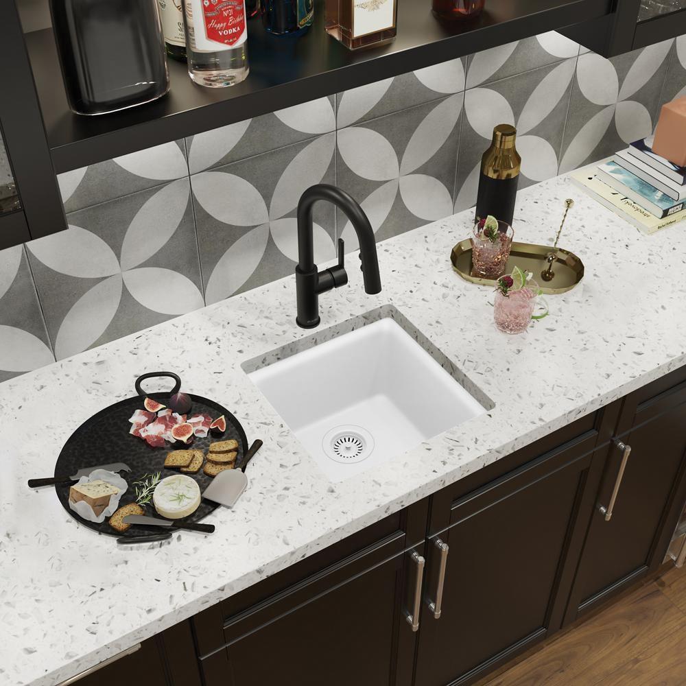 Elkay Arctic Fox 15-3/4 x 15-3/4 in. Dual Mount Quartz Bar Sink 