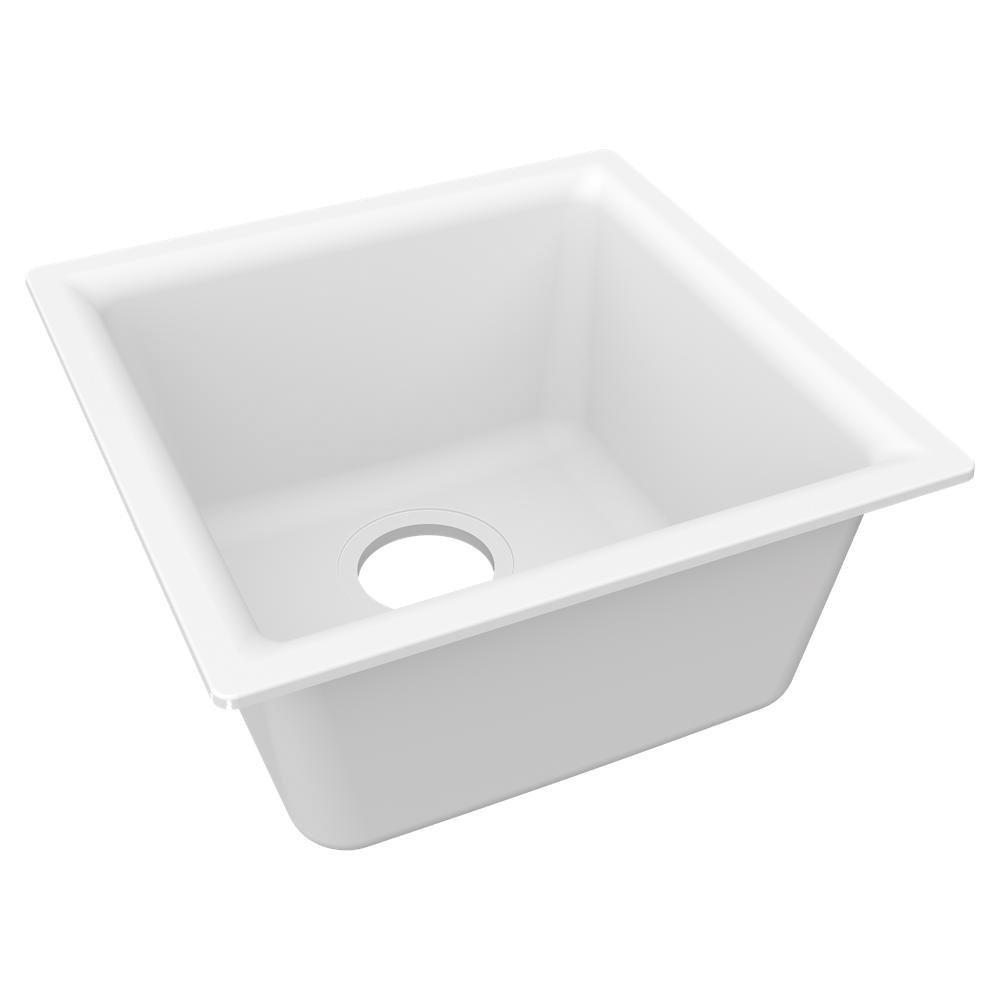 Elkay Arctic Fox 15-3/4 x 15-3/4 in. Dual Mount Quartz Bar Sink 
