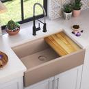 ELKAY QUARTZ LUXE 35-7/8 X 21-9/16 X 9 SINGLE BOWL 10 APRON FARMHOUSE WORKSTATION SINK WITH PERFECT DRAIN SANDSTONE 