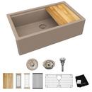 35-7/8 in. Farmhouse Quartz Single Bowl Kitchen Sink in Arctic Fox