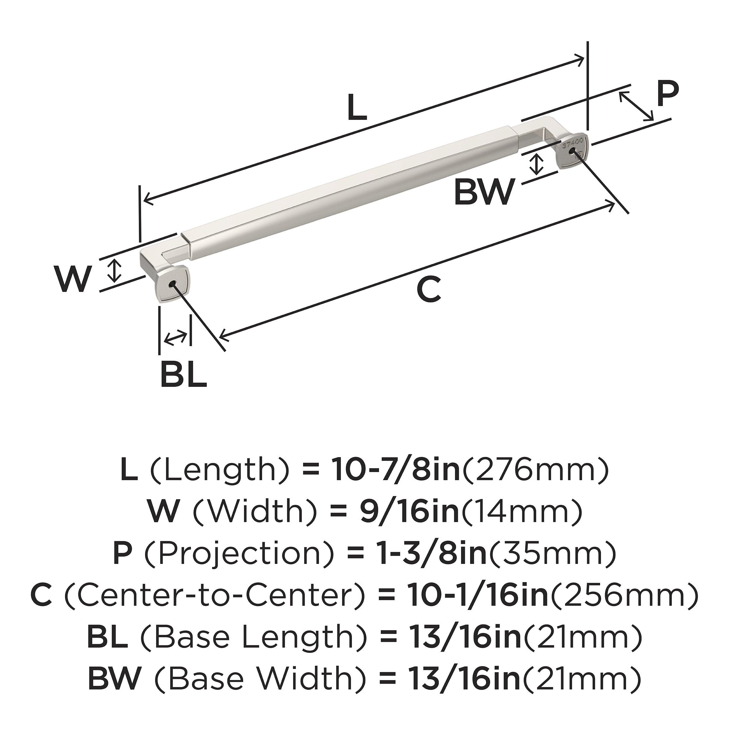 STATURE 10-1/16 INCH 256MM CENTER-TO-CENTER POLISHED NICKEL CABINET PULL 