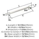 STATURE 10-1/16 INCH 256MM CENTER-TO-CENTER POLISHED NICKEL CABINET PULL 
