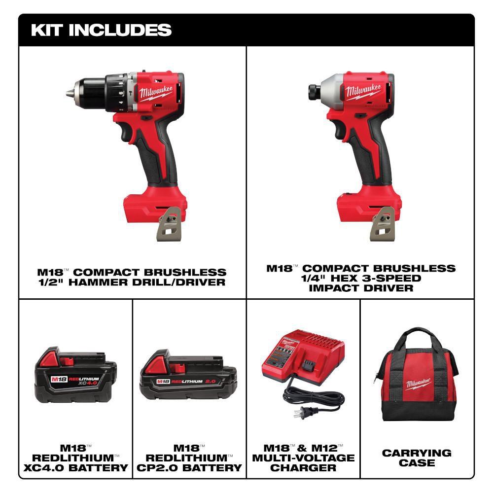 M18 COMPACT BRUSHLESS 2-TOOL COMBO KIT 