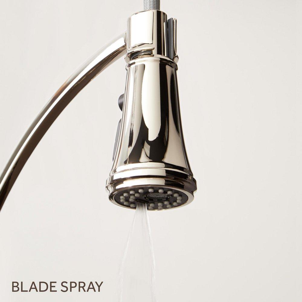 Signature Hardware Polished Nickel Two Handle Pull Down Bridge Kitchen Faucet 