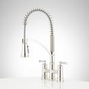 Signature Hardware Polished Nickel Two Handle Pull Down Bridge Kitchen Faucet 