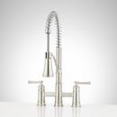 Two Handle Pull Down Bridge Kitchen Faucet in Stainless Steel
