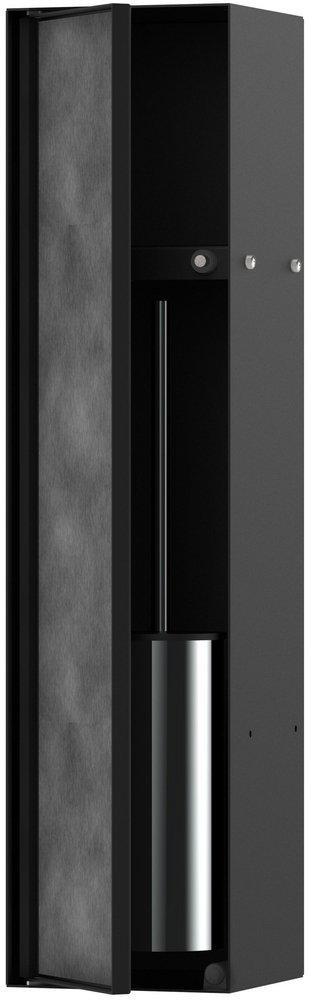 XTRASTORIS ROCK RECESSED TOILET BRUSH HOLDER WITH SHELF & TILEABLE DOOR IN MATTE BLACK 