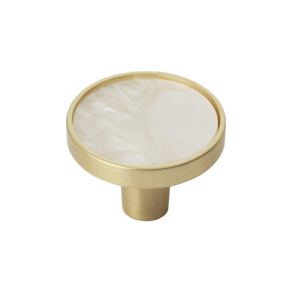 ACCENTS 1-1/4 INCH 32MM DIAMETER GOLD/MOTHER OF PEARL CABINET KNOB - 2 PACK 