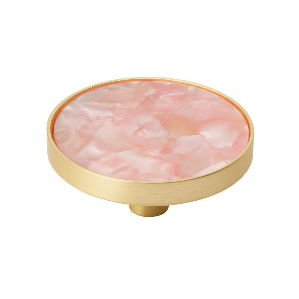 ACCENTS 2 INCH 51MM DIAMETER GOLD/PINK CABINET KNOB - 2 PACK 
