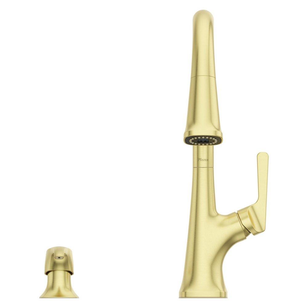 Single Handle Pull Down Kitchen Faucet in Brushed Gold 