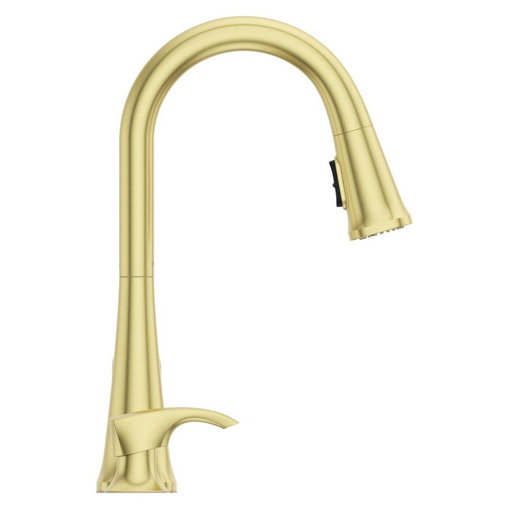 Single Handle Pull Down Kitchen Faucet in Brushed Gold 