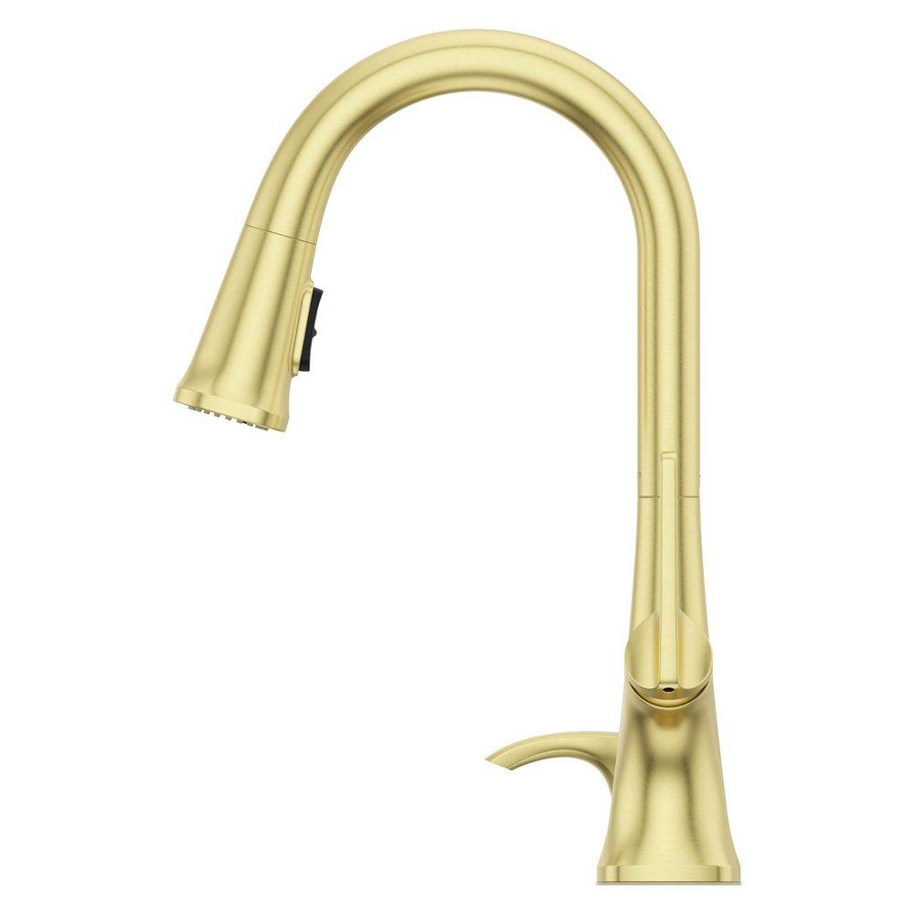 Single Handle Pull Down Kitchen Faucet in Brushed Gold 
