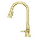 Single Handle Pull Down Kitchen Faucet in Brushed Gold 
