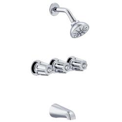 Three Handle Single Function Bathtub & Shower Faucet in Chrome