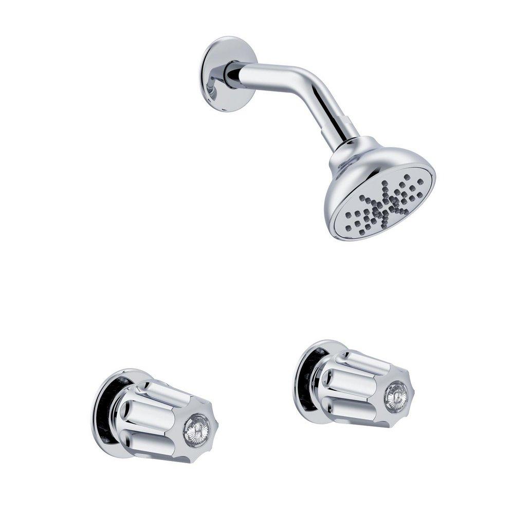 GERBER CLASSICS TWO METAL FLUTED HANDLE SLIDING SLEEVE THREADED ESCUTCHEON SHOWER ONLY FITTING WITH IPS/SWEAT CONNECTIONS 1.75GPM CHROME 
