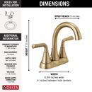DELTA KAYRA TWO HANDLE CENTERSET BATHROOM FAUCET 