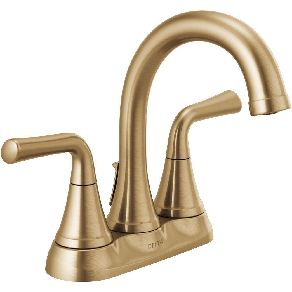 Two Handle Centerset Bathroom Sink Faucet in Champagne Bronze 