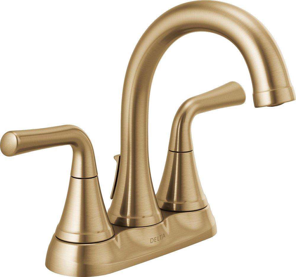 DELTA KAYRA TWO HANDLE TRACT-PACK CENTERSET BATHROOM FAUCET 