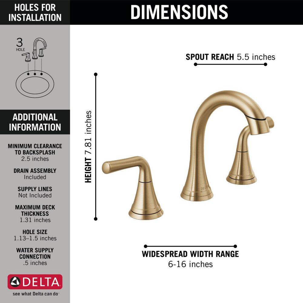 DELTA KAYRA TWO HANDLE WIDESPREAD PULL-DOWN BATHROOM FAUCET 