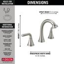 DELTA KAYRA TWO HANDLE WIDESPREAD PULL-DOWN BATHROOM FAUCET 