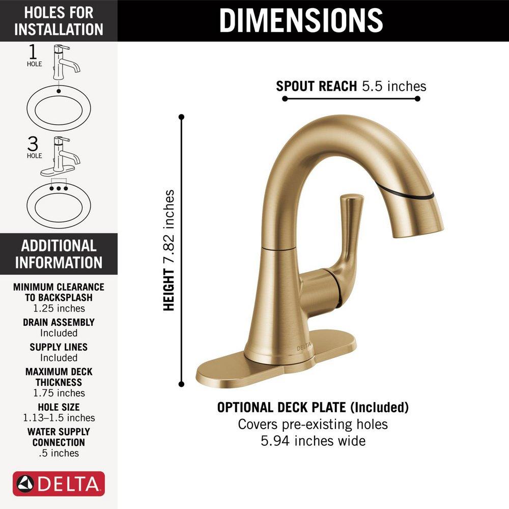 DELTA KAYRA SINGLE HANDLE PULL-DOWN BATHROOM FAUCET 