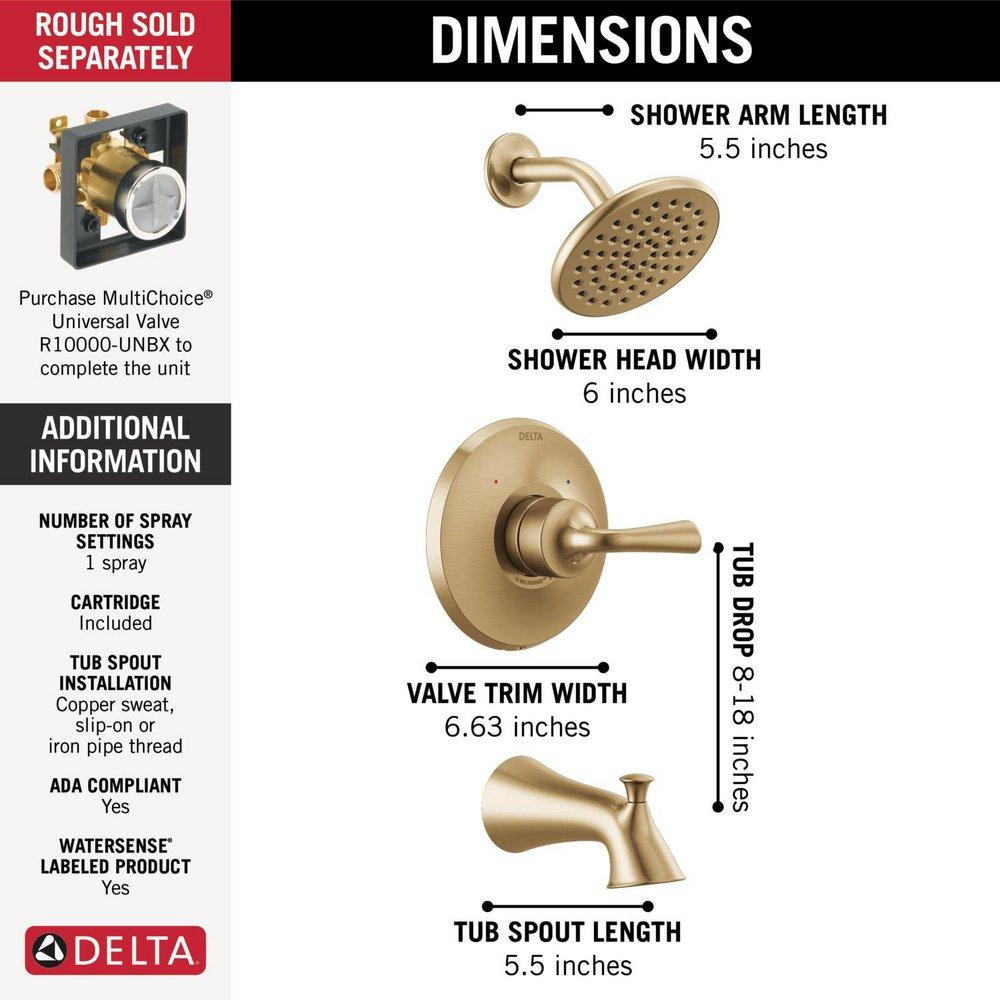 Delta Faucet Champagne Bronze One Handle Single Function Bathtub & Shower Faucet (Trim Only) 