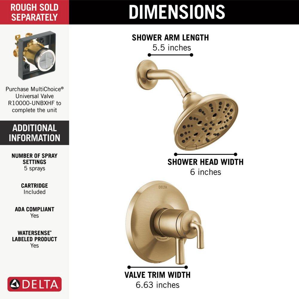 Delta Faucet Champagne Bronze Two Handle Multi Function Shower Faucet (Trim Only) 