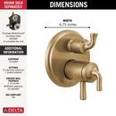 DELTA KAYRA TWO-HANDLE MONITOR 17 SERIES VALVE TRIM WITH 3 OR 6-SETTING DIVERTER 