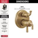 DELTA KAYRA TWO-HANDLE MOvaNITOR 17 SERIES VALVE TRIM WITH 3 OR 6-SETTING DIVERTER 
