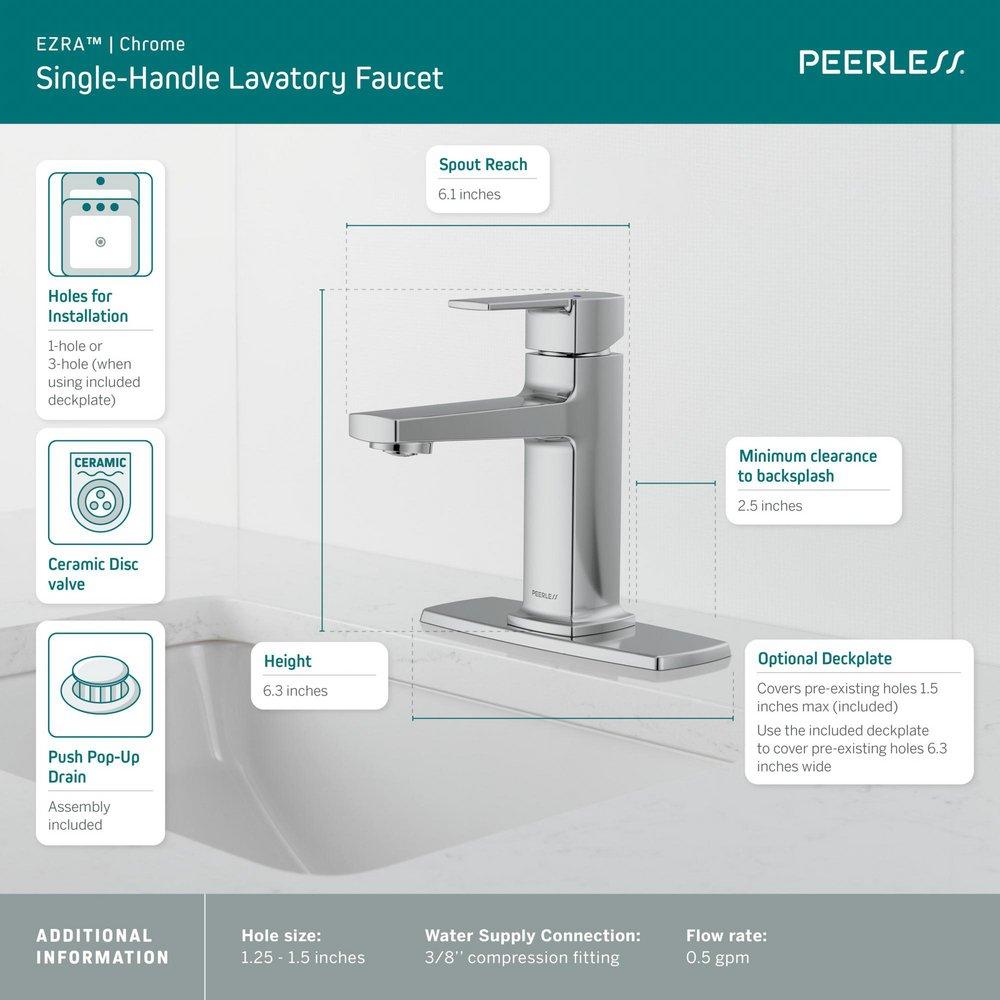 PEERLESS EZRA SINGLE TOP HANDLE LAVATORY FAUCET 