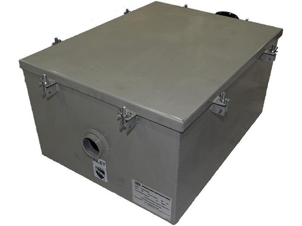 STEEL GREASE SEPARATOR WITH 50 GPM AND 250 LBS OF GREASY SLUDGE CAPACITY; 3" TAPPED INLET AND OUTLET CONNECTIONS 